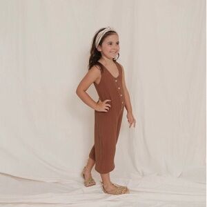 Kids Brown Sleeveless Jumpsuit